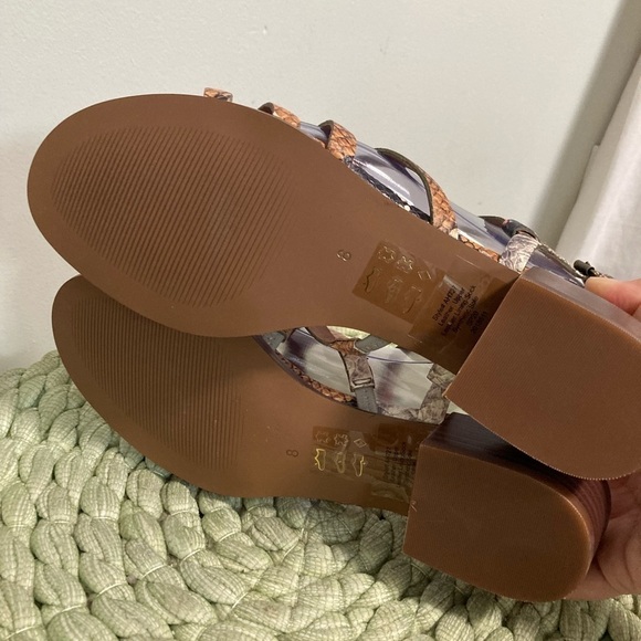 Madewell Lori Stappy Multi Color Snakeskin Leather Low Heel Sandal NWT - Picture 13 of 14